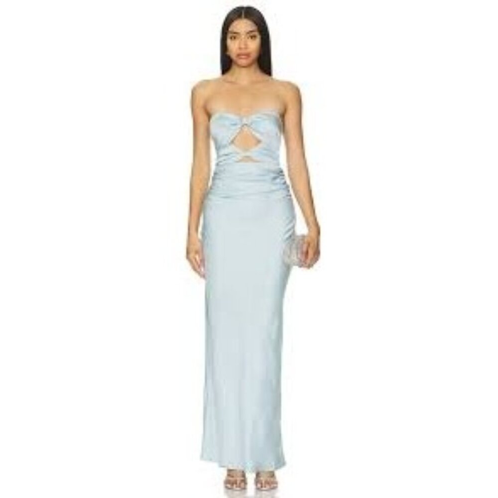 Bec + Bridge Rochelle Twist Strapless Dress in Dolphin Blue